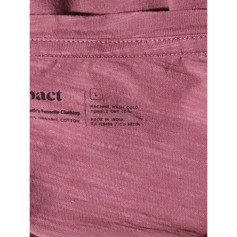 Pact Sz L Oversized 100% Organic Cotton T Shirt 3/4 Sleeve Pale Mauve Boxy - Picture 4 of 5